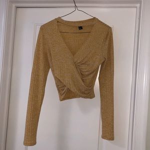 Long sleeve yellow crop top size L